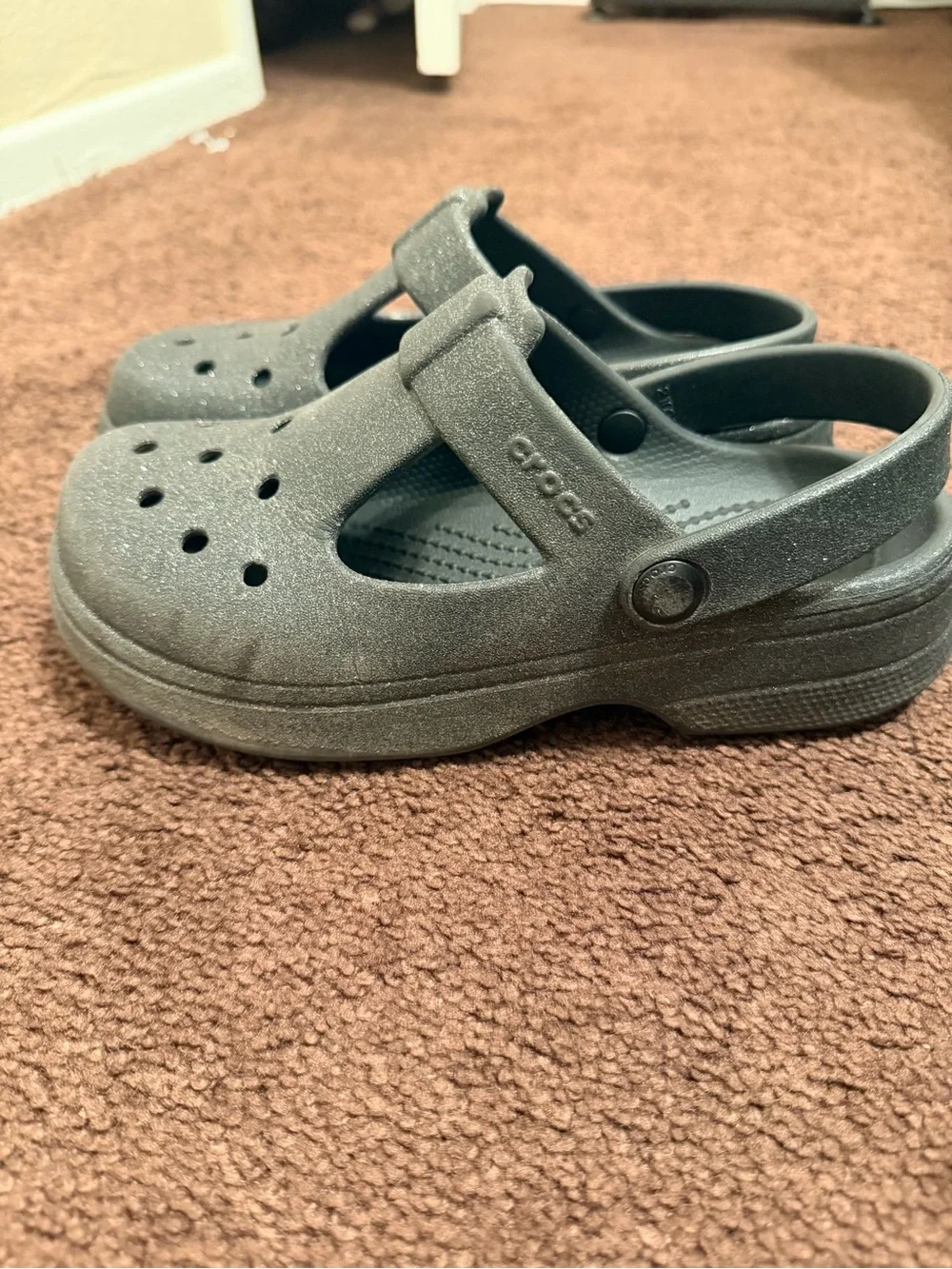 CROCS Kids Gray Glitter Classic Clog Sandals
